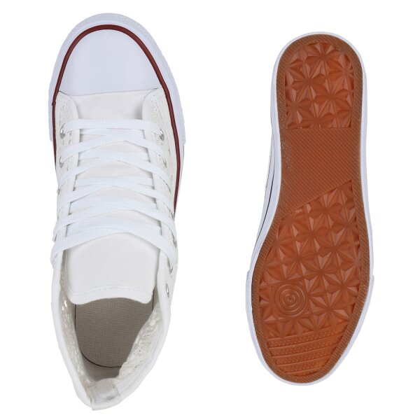 Stiefelparadies Damen Sneaker high in Weiss Saisonale Angebote