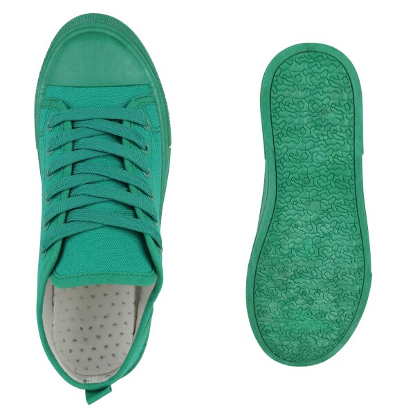 Stiefelparadies Damen Sneaker low in Grün Sonderangebote