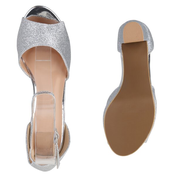 Stiefelparadies Damen Riemchensandaletten in Silber Wochenangebot