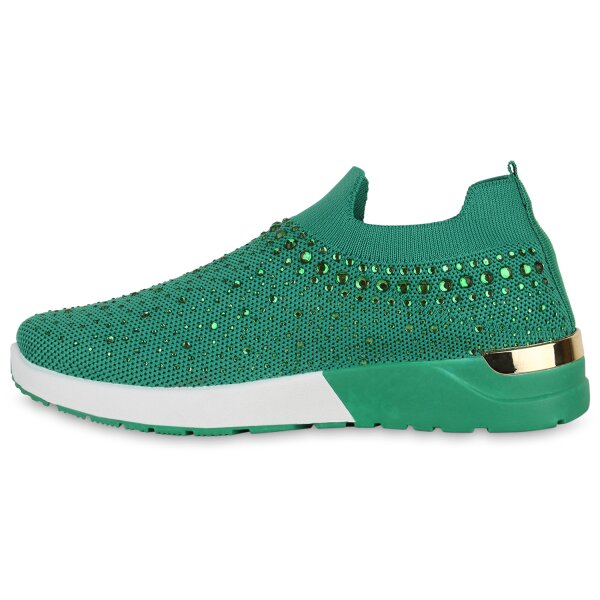 Stiefelparadies Damen Slip Ons in Grün