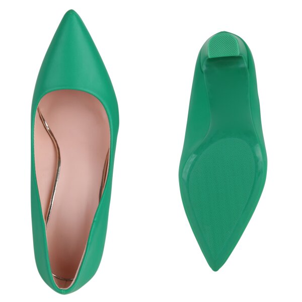 Stiefelparadies Damen Spitze Pumps in Grün Neueste Stile
