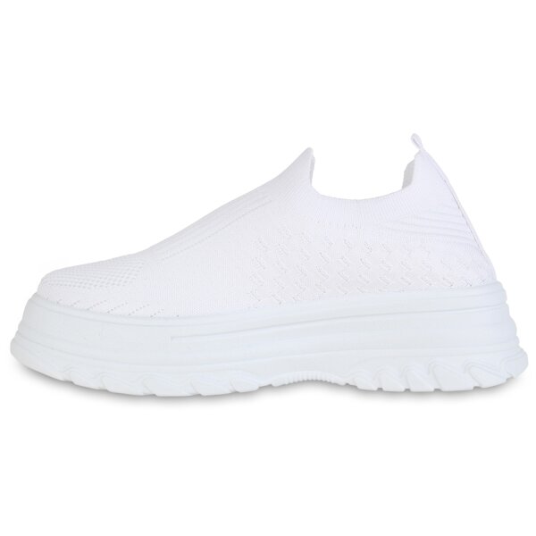 Stiefelparadies Damen Slip Ons in Weiss Letzte 2 Tage