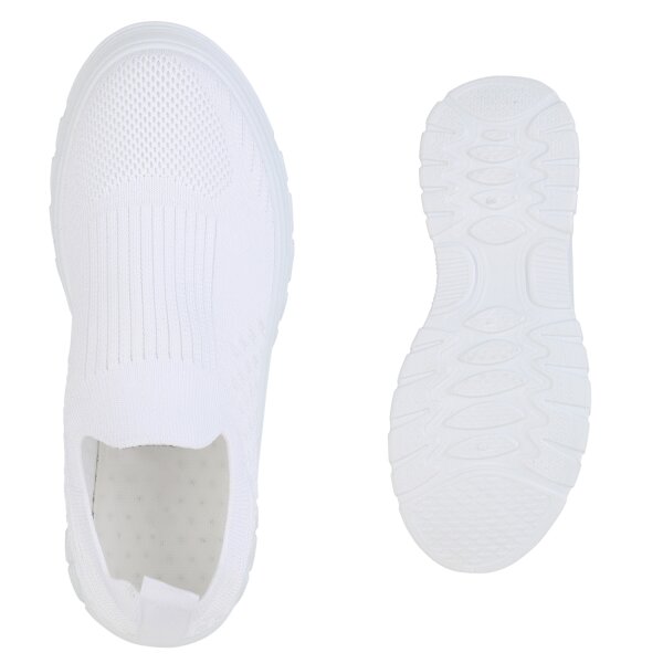 Stiefelparadies Damen Slip Ons in Weiss Letzte 2 Tage