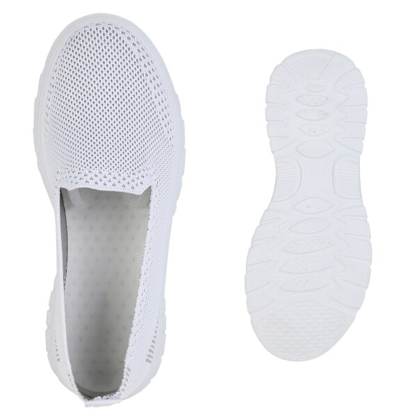 Stiefelparadies Damen Slip Ons in Weiss Letzter Tag