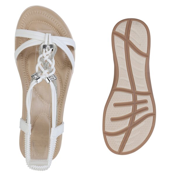 Stiefelparadies Damen Riemchensandalen in Weiss Bis zu 65% Rabatt