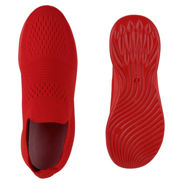Stiefelparadies Damen Slip Ons in Rot Rot Sonderangebot der Fabrik