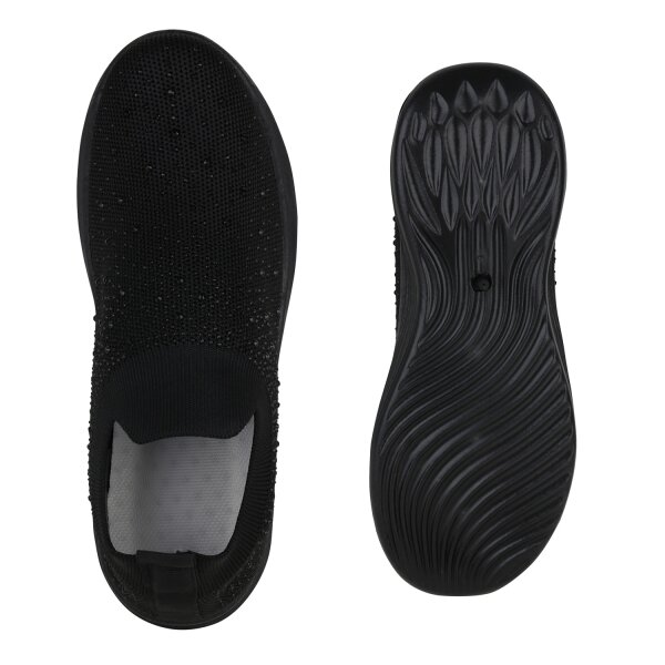 Stiefelparadies Damen Slip Ons in Schwarz Vierteljährliche Förderung