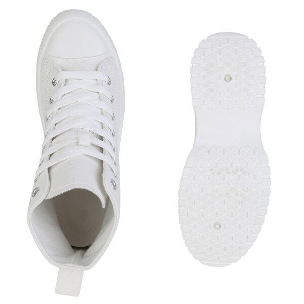 Stiefelparadies Damen Sneaker high in Weiss zollfrei