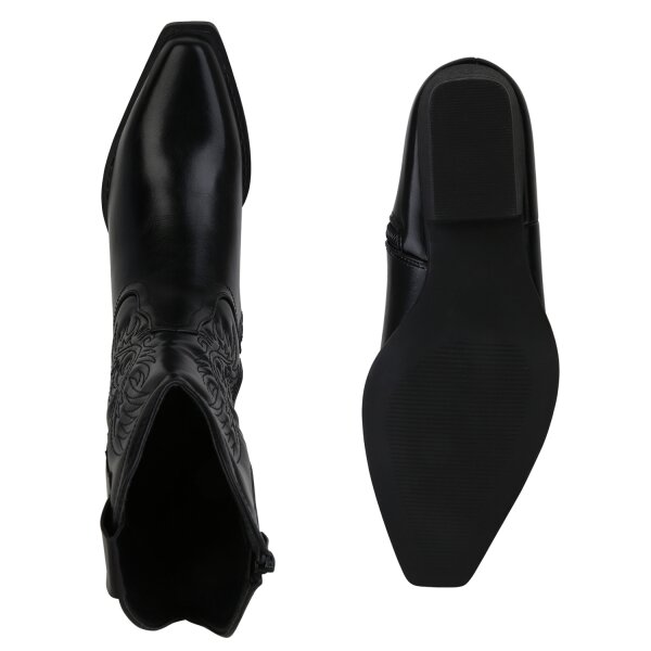 Stiefelparadies Damen Cowboy Boots in Schwarz Rabatte dieses Monats