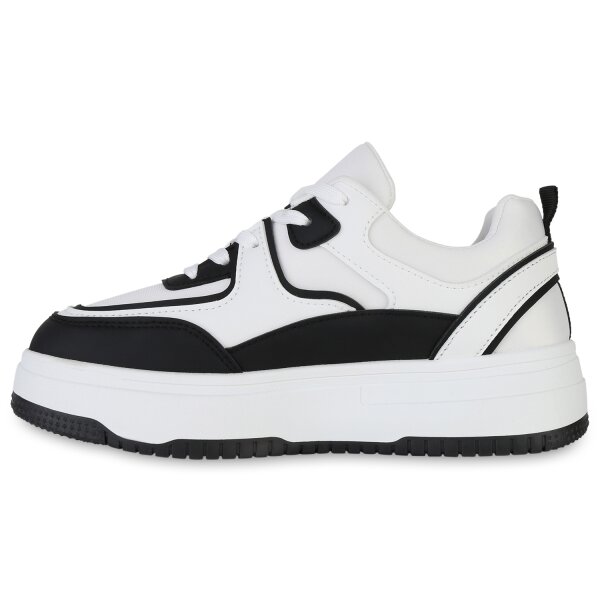 Stiefelparadies Damen Plateau Sneaker in Schwarz Hotsell