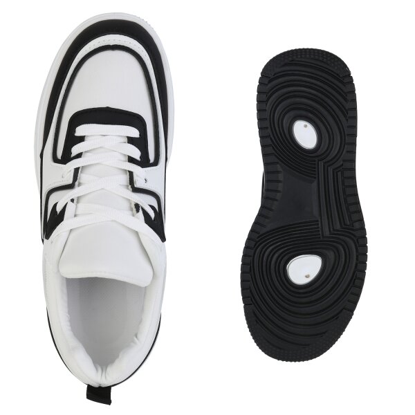 Stiefelparadies Damen Plateau Sneaker in Schwarz Hotsell