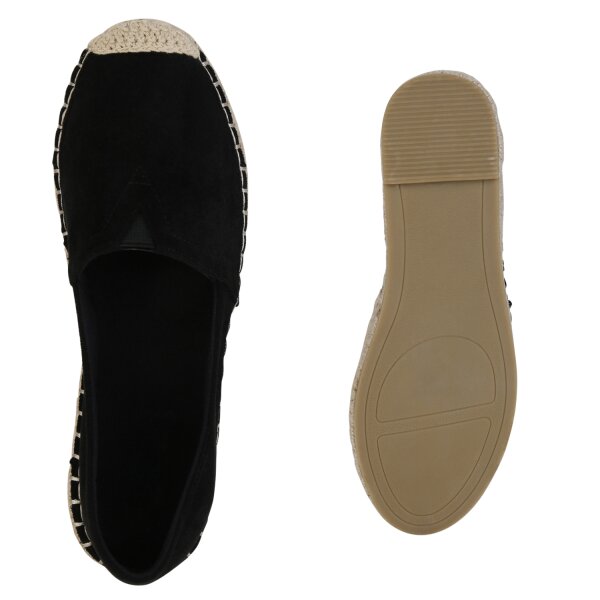 Stiefelparadies Damen Espadrilles in Schwarz Schlussverkauf