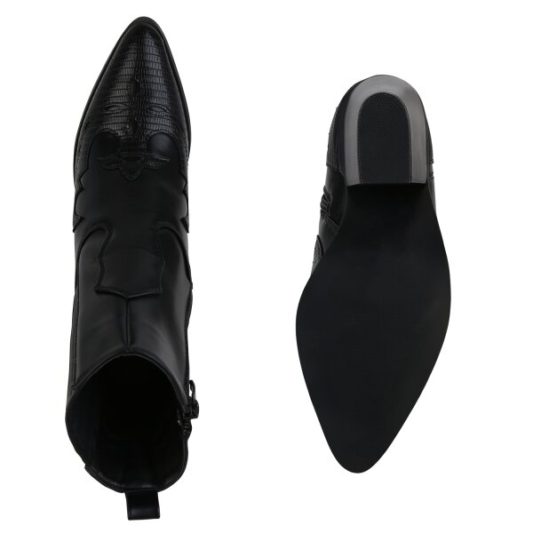Stiefelparadies Damen Cowboy Boots in Schwarz Blitzverkäufe