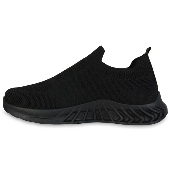 Stiefelparadies Damen Slip Ons in Schwarz Großer Ausverkauf