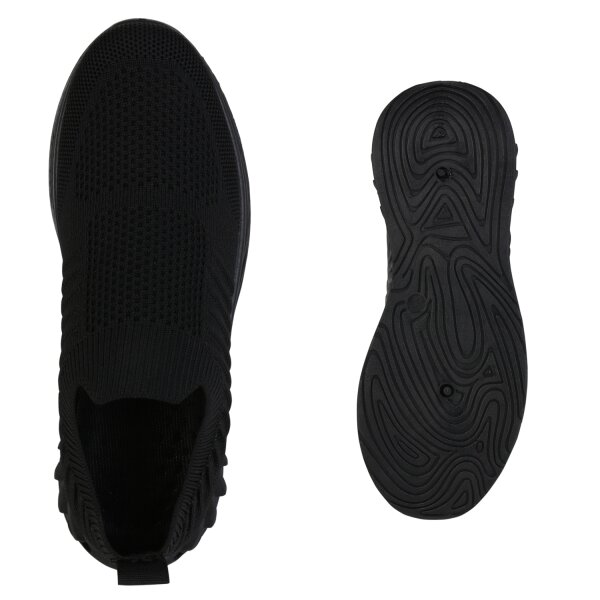 Stiefelparadies Damen Slip Ons in Schwarz Großer Ausverkauf