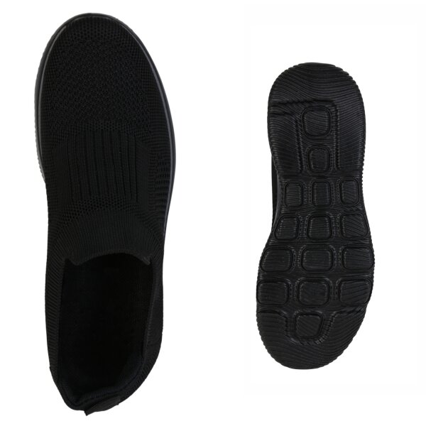 Stiefelparadies Damen Slip Ons in Schwarz Flash Sale