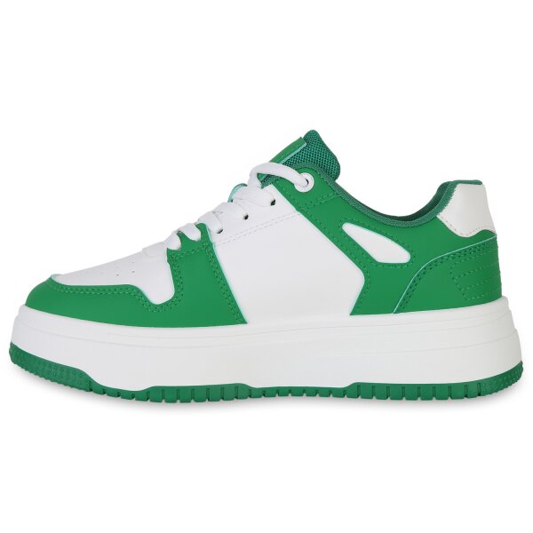 Stiefelparadies Damen Sneaker low in Grün Weiss Online Shopping