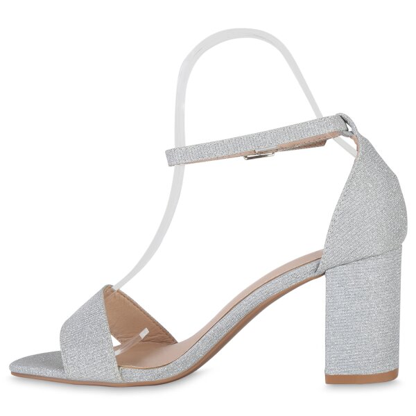 Stiefelparadies Damen Riemchensandaletten in Silber Black Friday