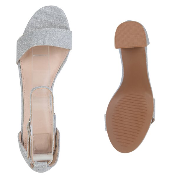 Stiefelparadies Damen Riemchensandaletten in Silber Black Friday