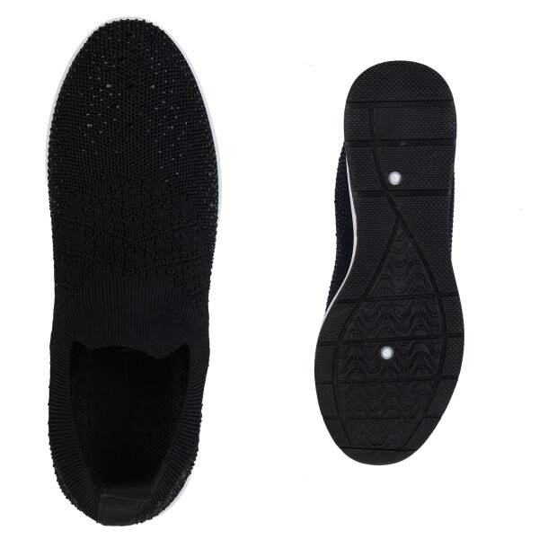 Stiefelparadies Damen Sneaker Wedges in Schwarz Cyber Monday