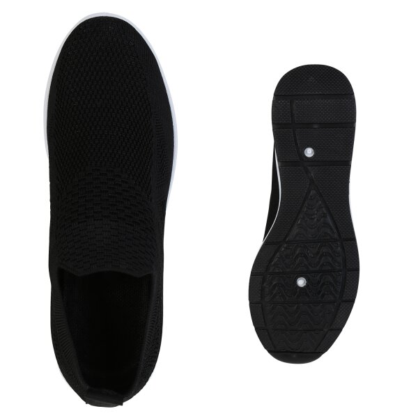 Stiefelparadies Damen Sneaker Wedges in Schwarz Weihnachtsangebot